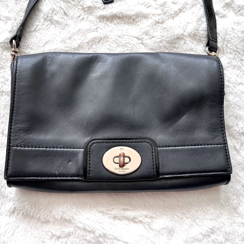 Kate Spade | black leather crossbody clutch bag